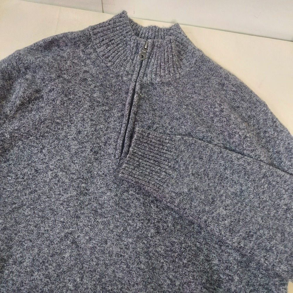 Croft & Barrow Mens L Tall Gray Speckled Quarter Zip Sweater preppya